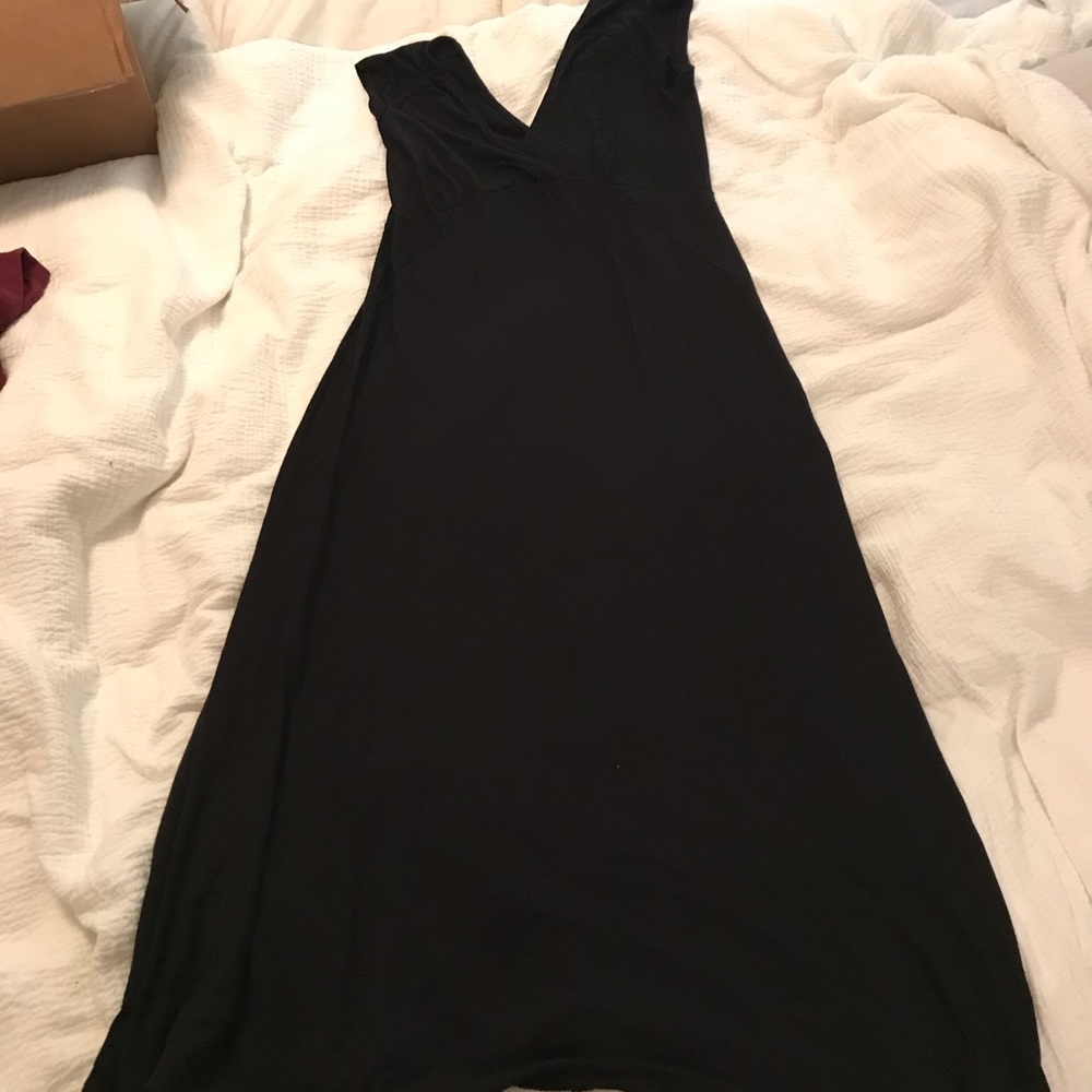 J.Crew Midi Cap Sleeve Black knit dress
